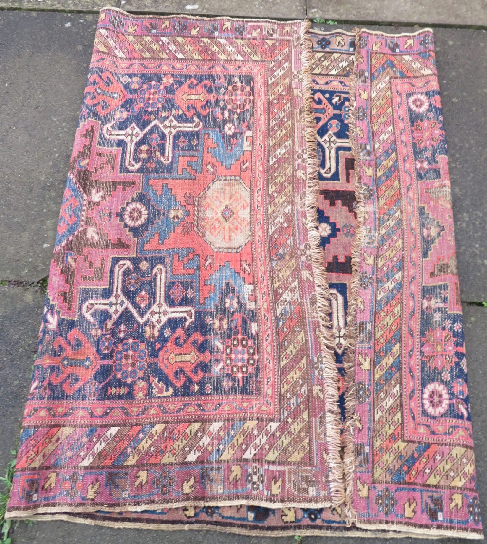 ANTIQUE CAUCASIAN DAGHESTAN LESGHISTAN RUG.UNUSUAL FILLER ORNAMENTS.193CM X 140CM. View XXV