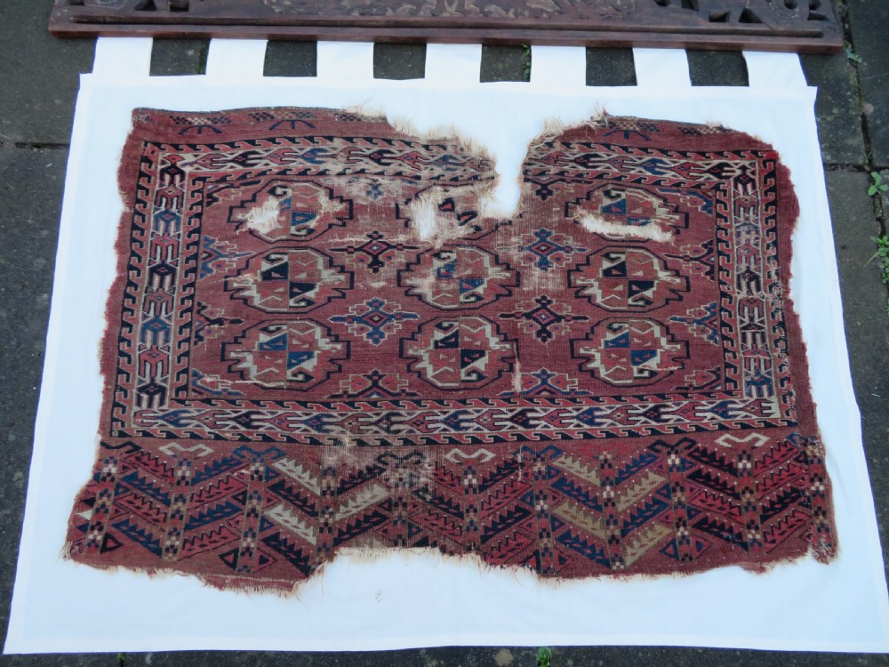 COLLECTABLE ARCHAIC ANTIQUE YOMUT TURKMEN CHUVAL. RUG DISPLAY. CIRCA 1800. View II