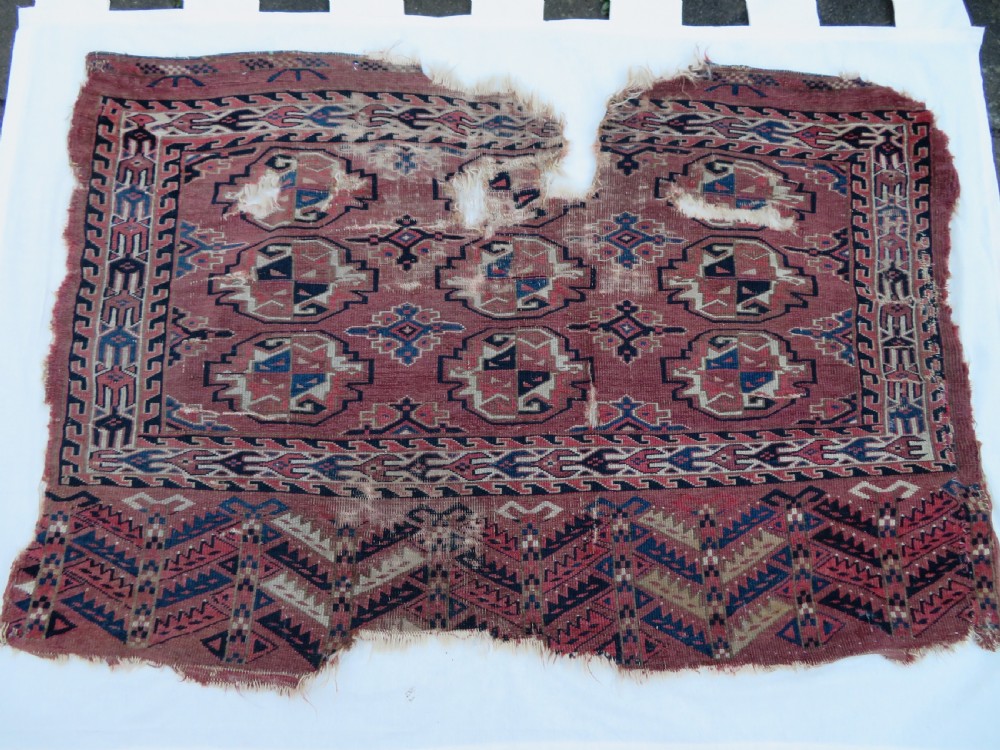 COLLECTABLE ARCHAIC ANTIQUE YOMUT TURKMEN CHUVAL. RUG DISPLAY. CIRCA 1800. View III