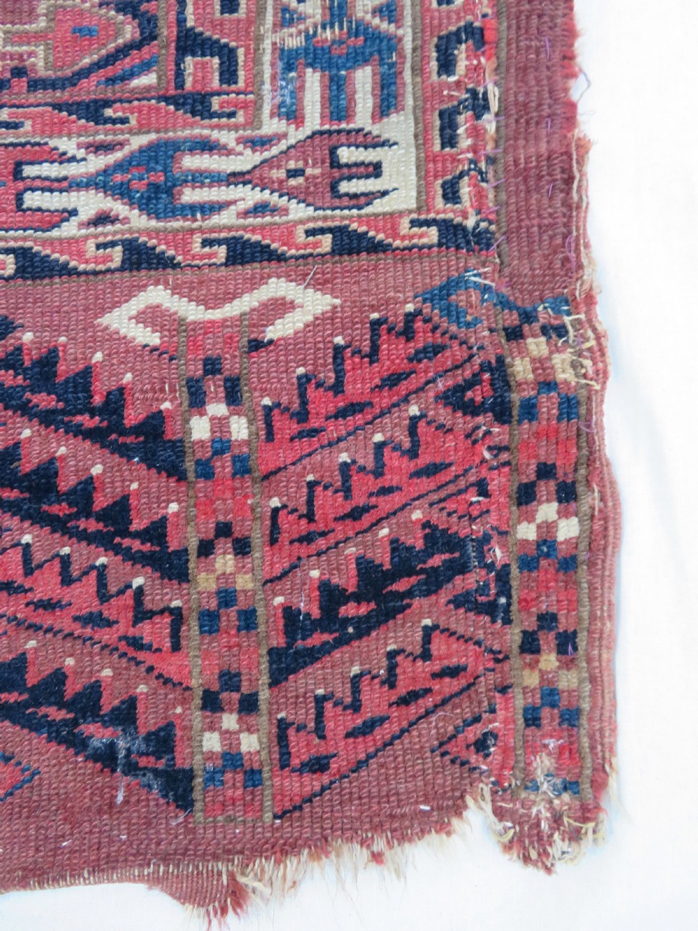 COLLECTABLE ARCHAIC ANTIQUE YOMUT TURKMEN CHUVAL. RUG DISPLAY. CIRCA 1800. View X