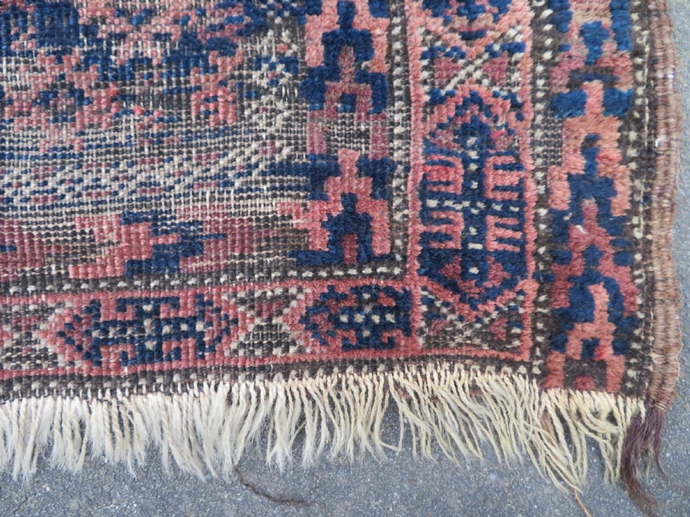 2 X ANTIQUE DISTRESSED BALUCH RUGS. NORTH EAST PERSIA. 118CM X 82CM. 88CM X 64CM. View X