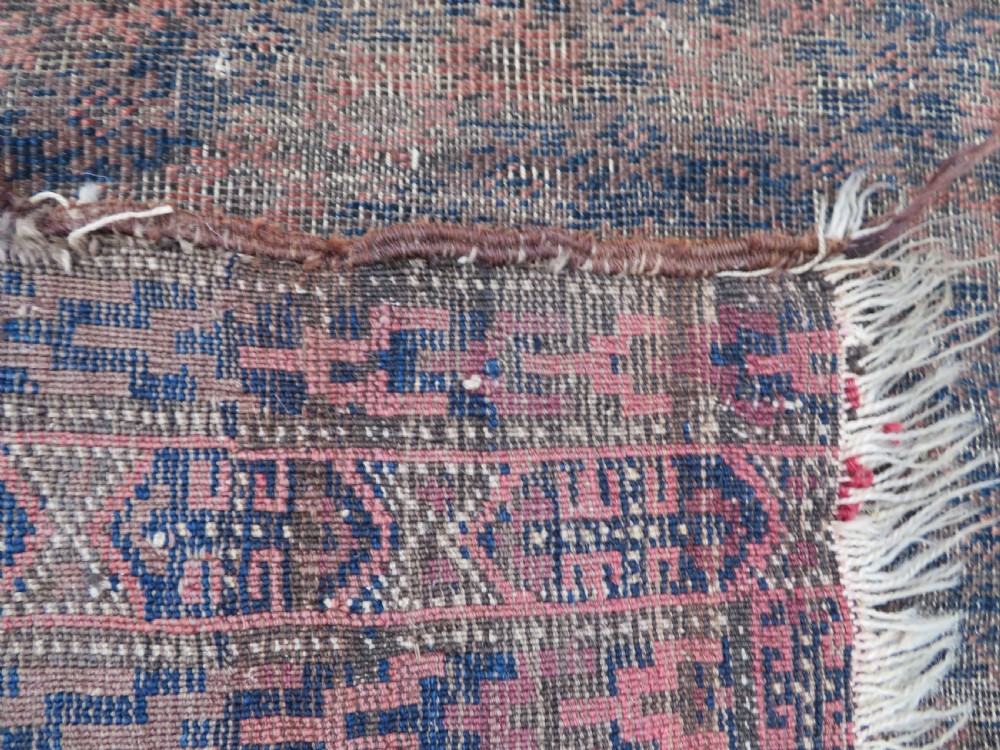 2 X ANTIQUE DISTRESSED BALUCH RUGS. NORTH EAST PERSIA. 118CM X 82CM. 88CM X 64CM. View XV