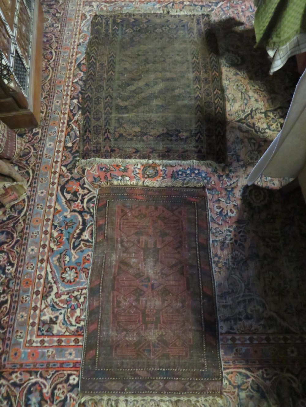 2 X ANTIQUE DISTRESSED BALUCH RUGS. NORTH EAST PERSIA. 118CM X 82CM. 88CM X 64CM. View XVI