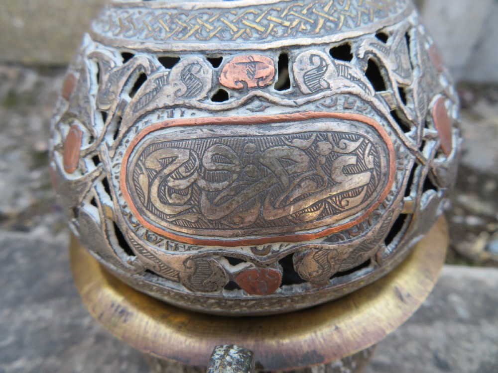 ANTIQUE CAIRO WARE INCENSE BURNER. OTTOMAN EGYPT. LATE 19TH CENTURY. View III