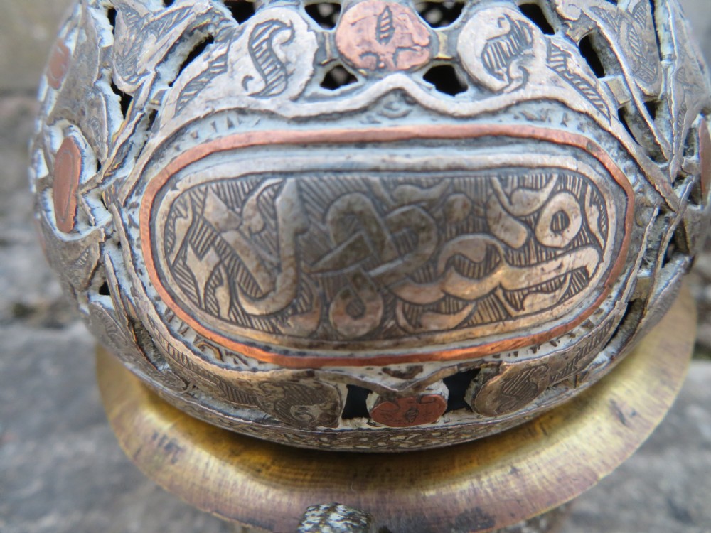 ANTIQUE CAIRO WARE INCENSE BURNER. OTTOMAN EGYPT. LATE 19TH CENTURY. View IV