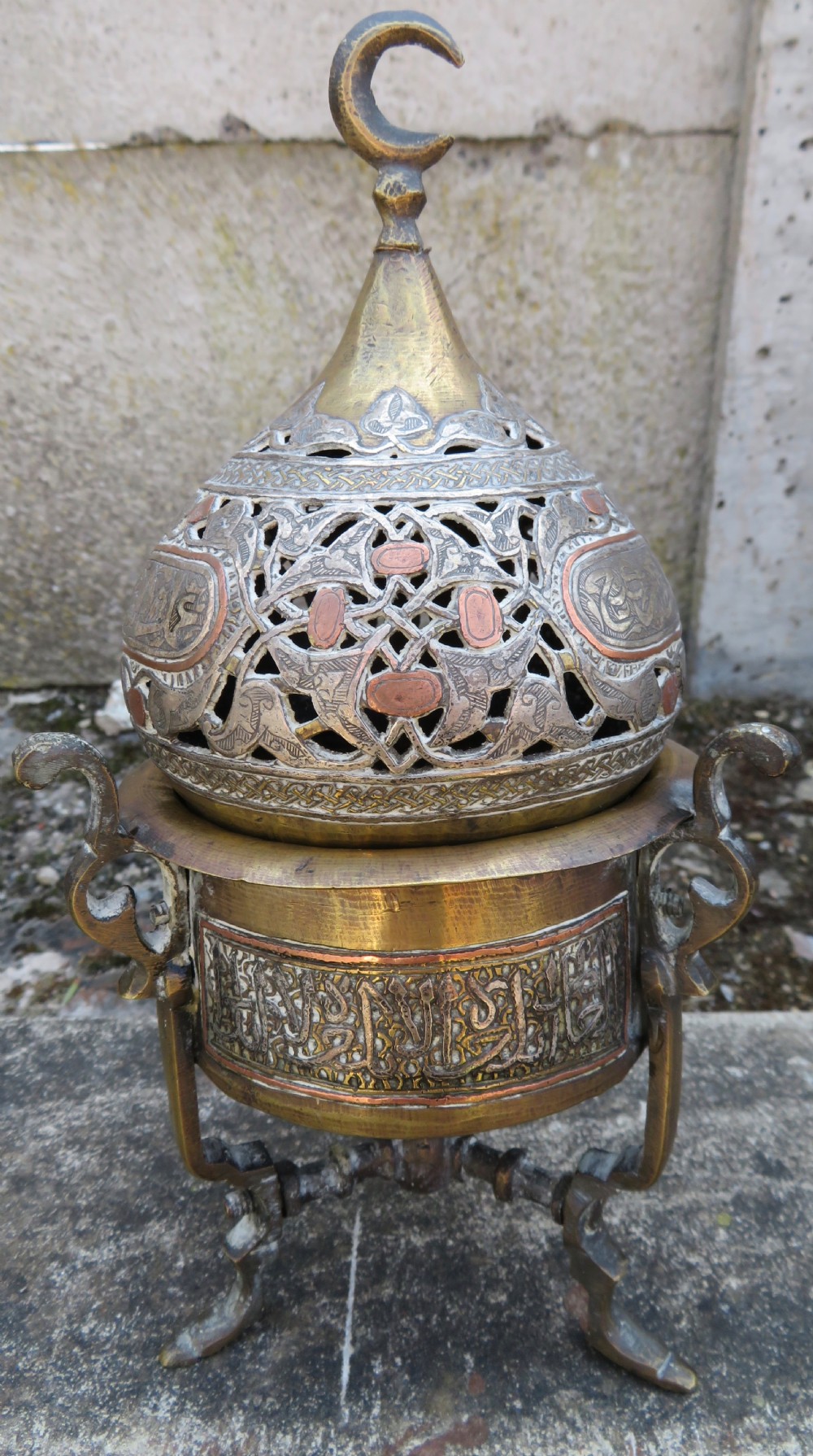 ANTIQUE CAIRO WARE INCENSE BURNER. OTTOMAN EGYPT. LATE 19TH CENTURY. View XX