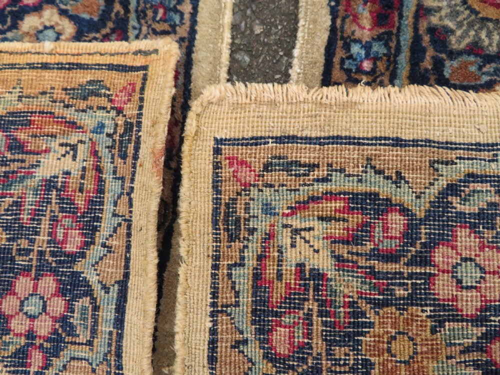 PAIR ANTIQUE IVORY GROUND FLORAL KERMAN KIRMAN RUGS. SOUTH PERSIA. 174CM X 90CM. View XVII