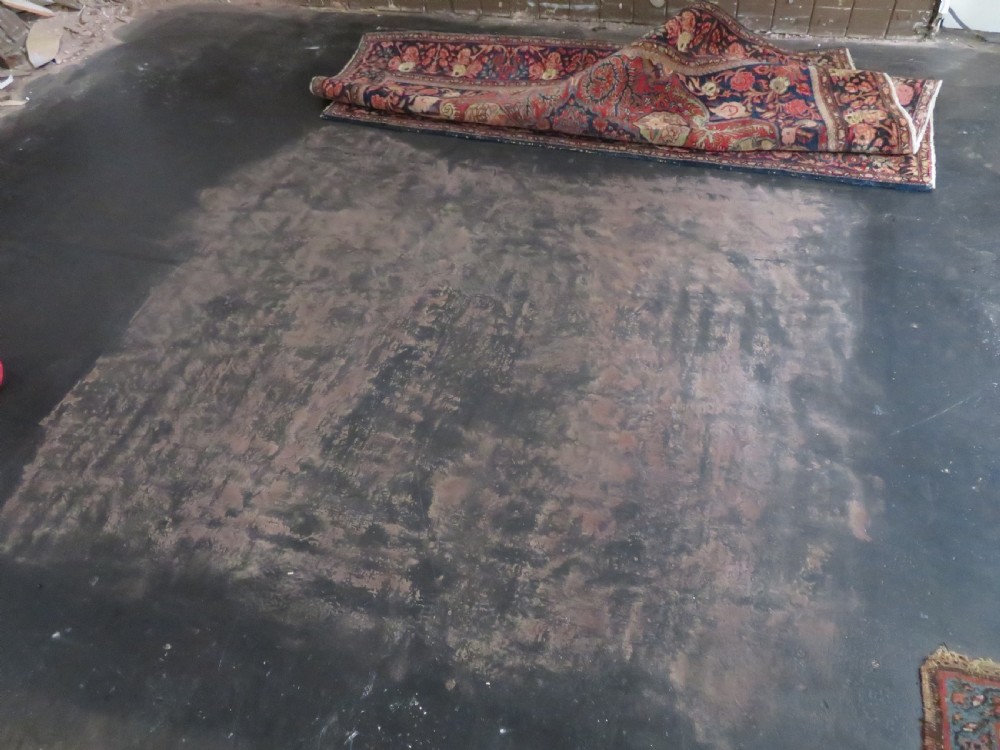 An antique hand-knotted North West Persian Tabriz rug featuring a central floral medallion surrounded by detailed terracotta red, navy blue, and cream motifs. View XXIV
