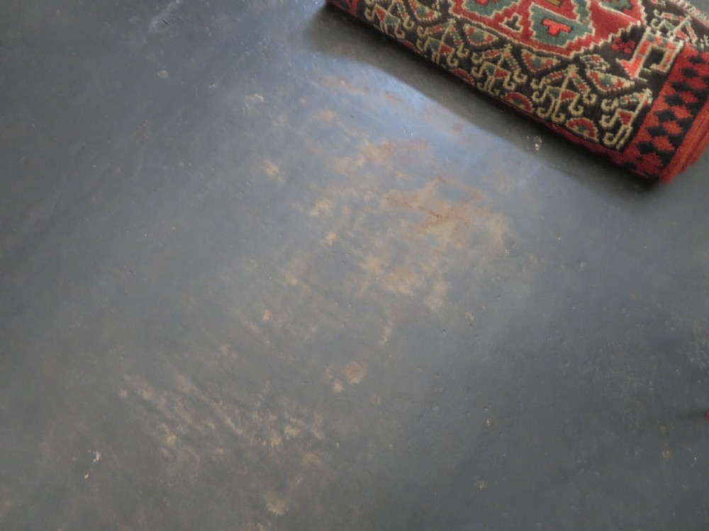 An antique hand-knotted Kurdish runner rug featuring five large geometric medallions in blue, red, and cream on a dark brown field. View XXIII