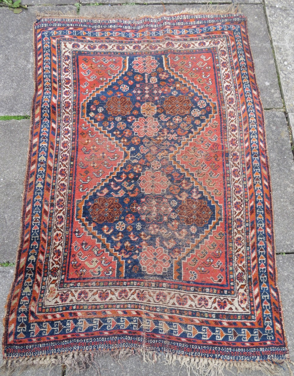 Distressed Antique Khamseh Rug. South West Persia. 150cm X 100cm View II