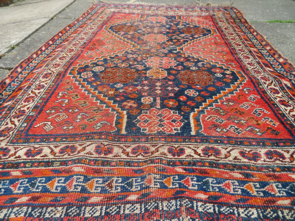 Distressed Antique Khamseh Rug. South West Persia. 150cm X 100cm View III