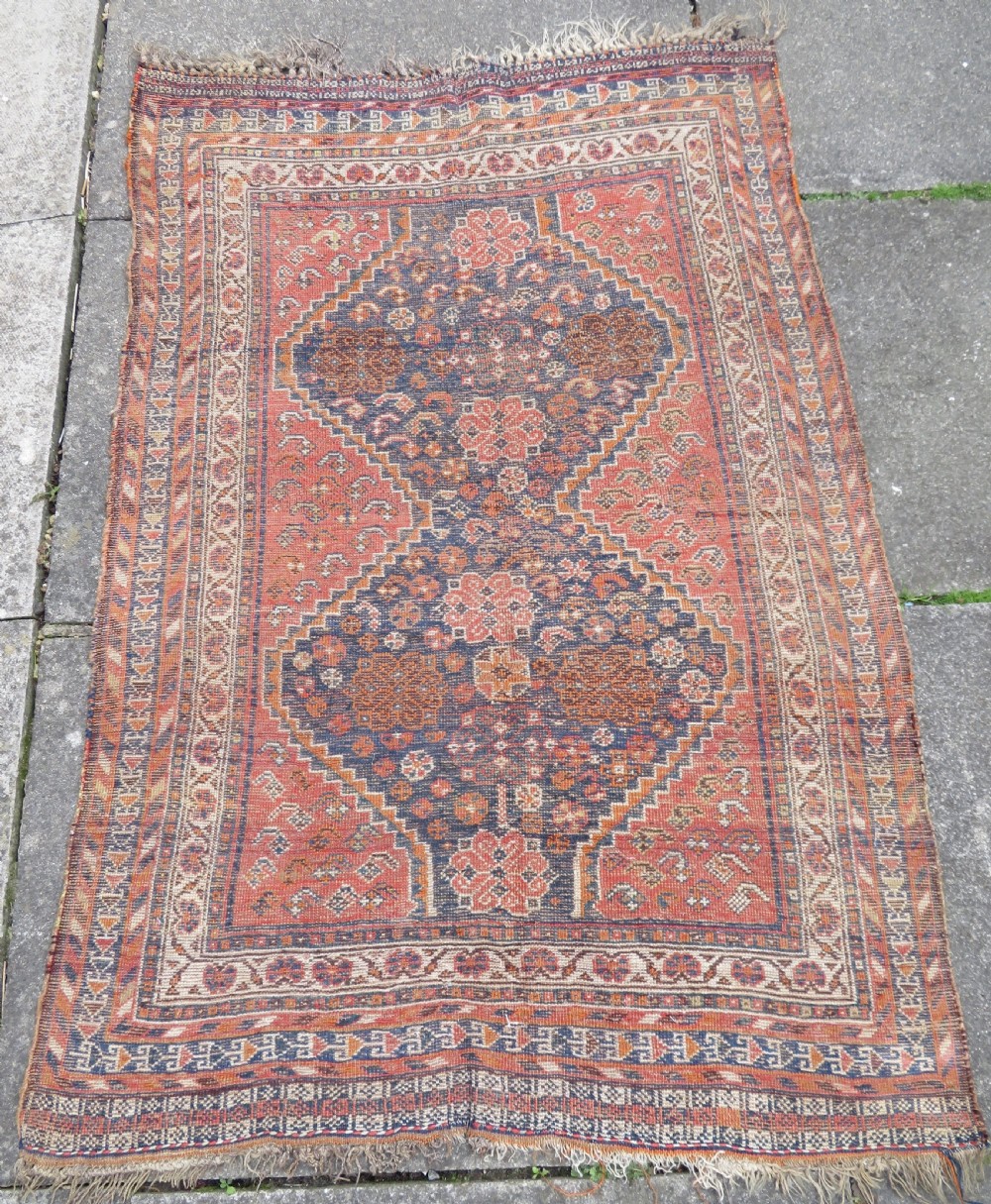 Distressed Antique Khamseh Rug. South West Persia. 150cm X 100cm View XII