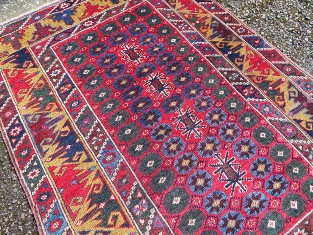 Antique Turkish Antalya ( Dosemealti) Village Rug. With A Scarce Pea Green Border.190cm X 128cm. View X