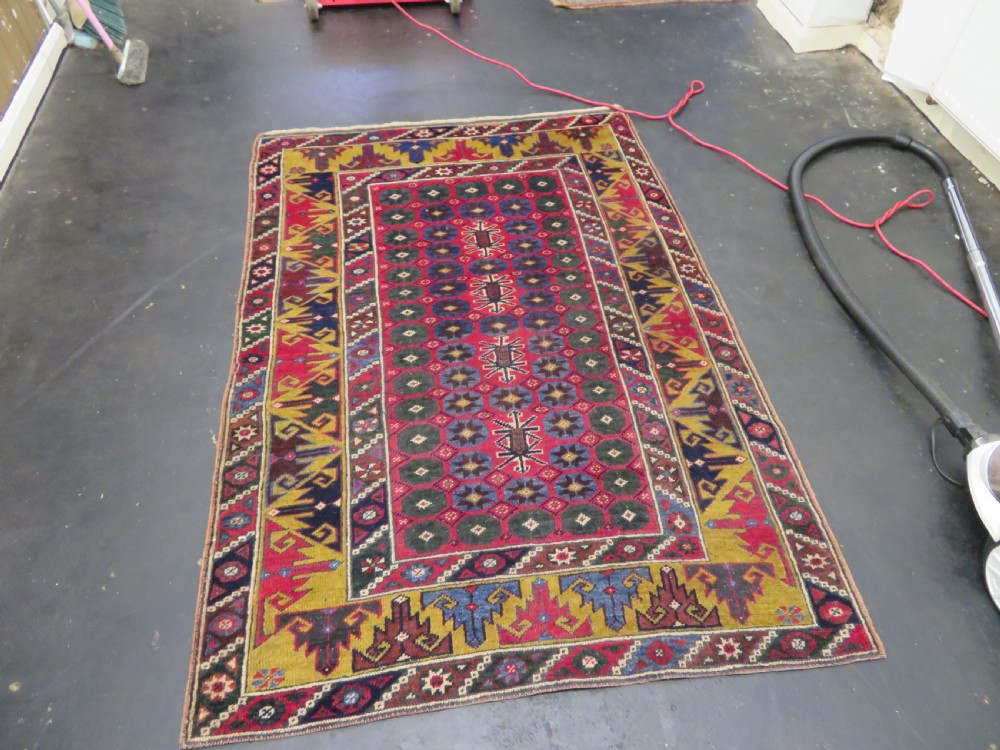 Antique Turkish Antalya ( Dosemealti) Village Rug. With A Scarce Pea Green Border.190cm X 128cm. View XVIII