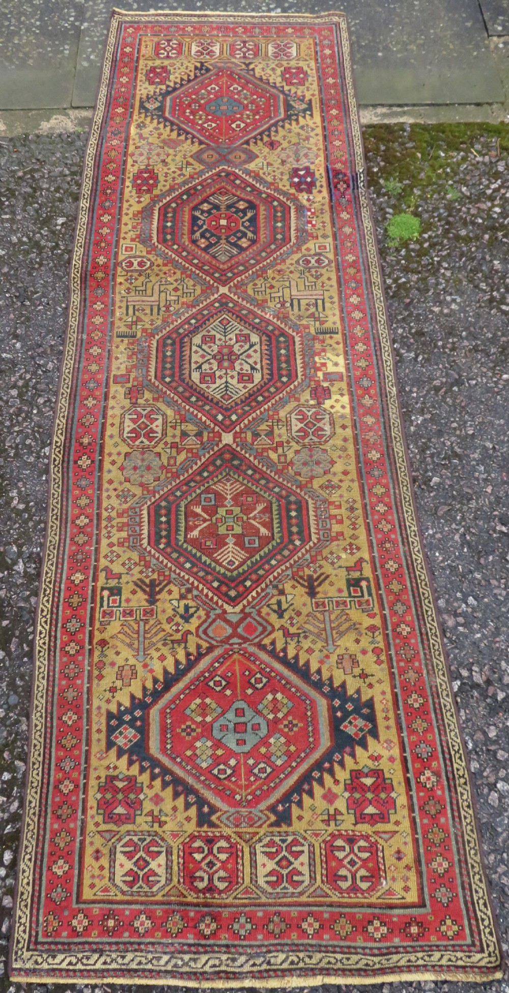 Antique Caucasian Shirvan Narrow Runner. 240cm x 72cm. 