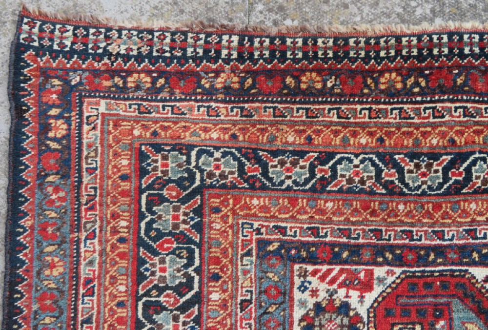 ANTIQUE KHAMSEH TRIBAL RUG. BAHARLU/AINALU ARAB NOMADS. SOUTH WEST PERSIA. 274CM X 184CM. View X