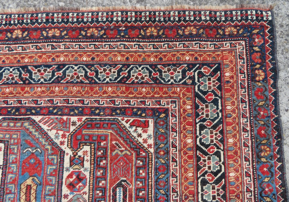 ANTIQUE KHAMSEH TRIBAL RUG. BAHARLU/AINALU ARAB NOMADS. SOUTH WEST PERSIA. 274CM X 184CM. View XI