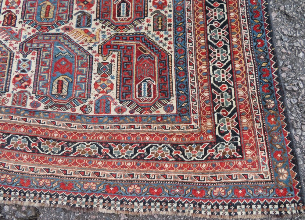 ANTIQUE KHAMSEH TRIBAL RUG. BAHARLU/AINALU ARAB NOMADS. SOUTH WEST PERSIA. 274CM X 184CM. View XII