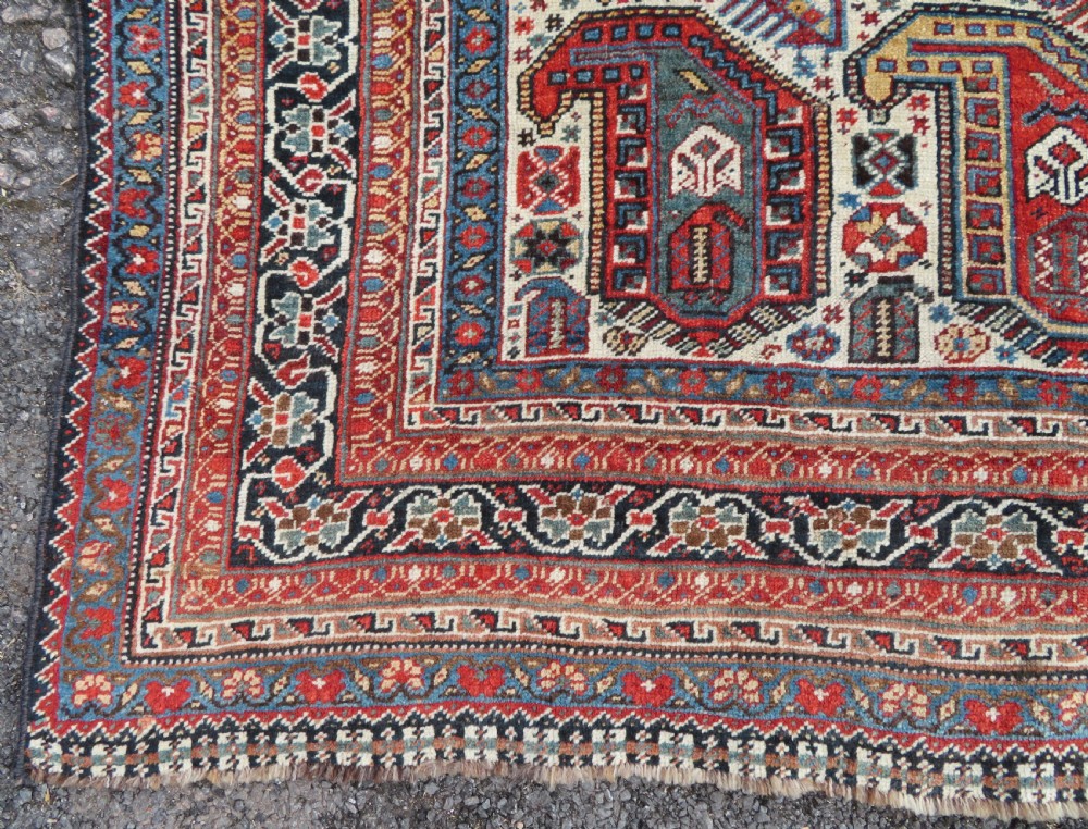 ANTIQUE KHAMSEH TRIBAL RUG. BAHARLU/AINALU ARAB NOMADS. SOUTH WEST PERSIA. 274CM X 184CM. View XIII