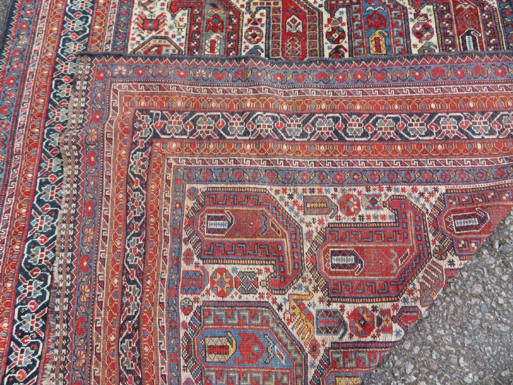 ANTIQUE KHAMSEH TRIBAL RUG. BAHARLU/AINALU ARAB NOMADS. SOUTH WEST PERSIA. 274CM X 184CM. View XVI