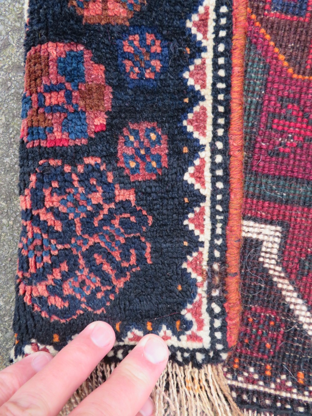 ANTIQUE LURI SADDLE BAG FACE RUG. LURI TRIBES OF LURISTAN. WEST PERSIA. View V