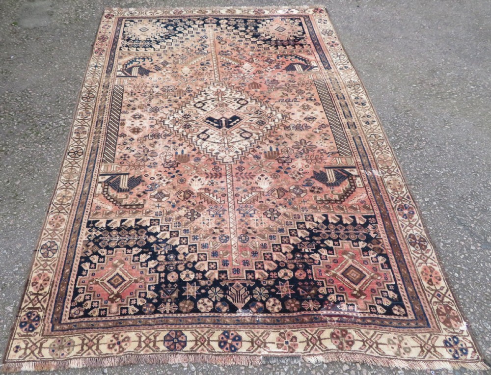 OLD SHIRAZ QASHQAI SMALL CARPET LARGE RUG. 254CM X 173CM.
