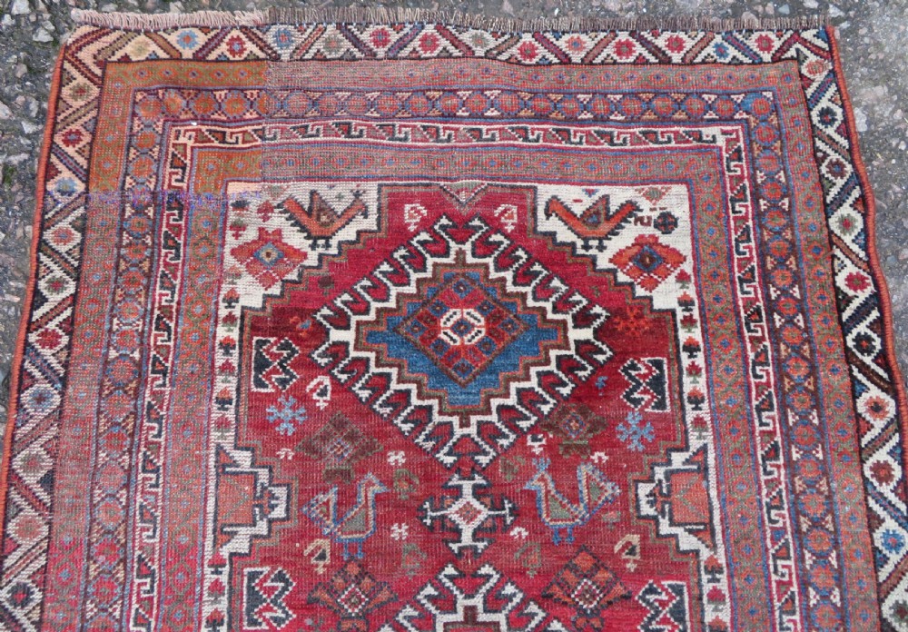 ANTIQUE KHAMSEH LONG NARROW RUNNER. PEACOCKS & PECKING CHICKENS. 457CM X 82CM. View IX