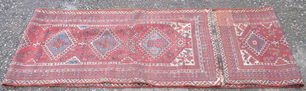 ANTIQUE KHAMSEH LONG NARROW RUNNER. PEACOCKS & PECKING CHICKENS. 457CM X 82CM. View XVII