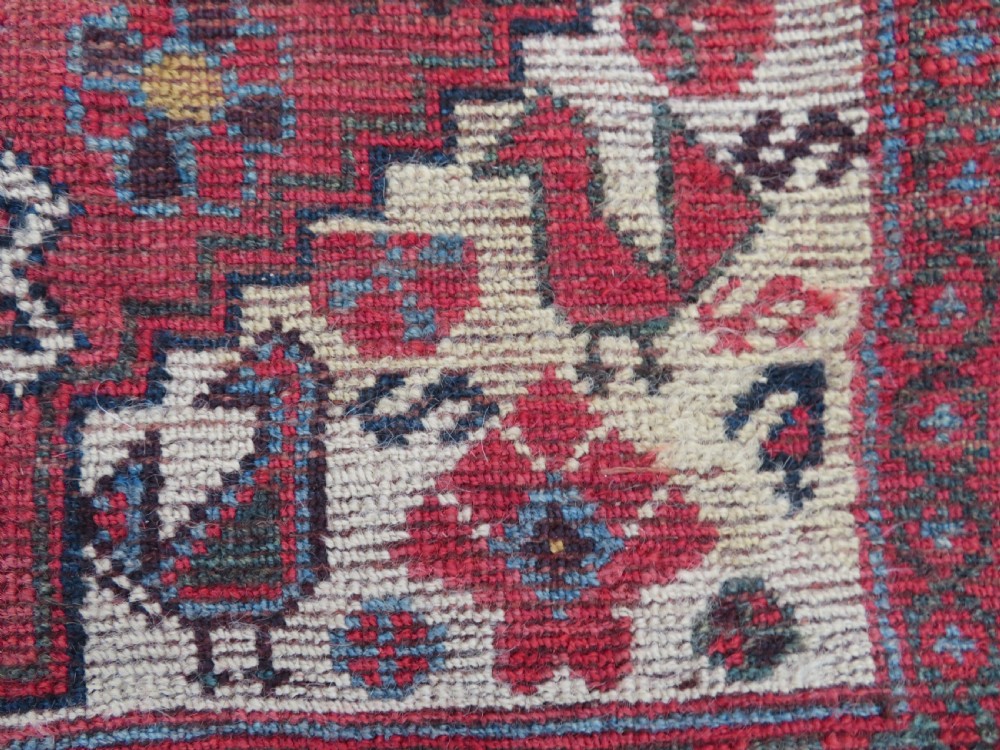 ANTIQUE KHAMSEH LONG NARROW RUNNER. PEACOCKS & PECKING CHICKENS. 457CM X 82CM. View XX