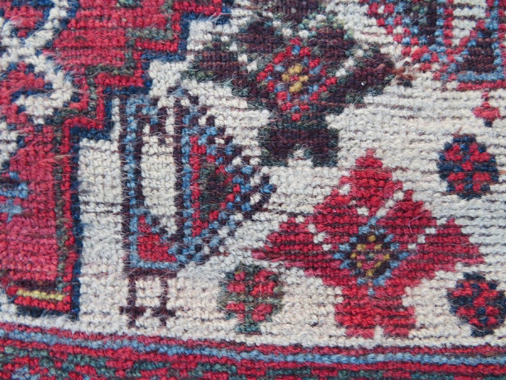 Antique Khamseh Long Narrow Runner. Peacocks & Pecking Chickens. 457cm X 84cm. View XVIII
