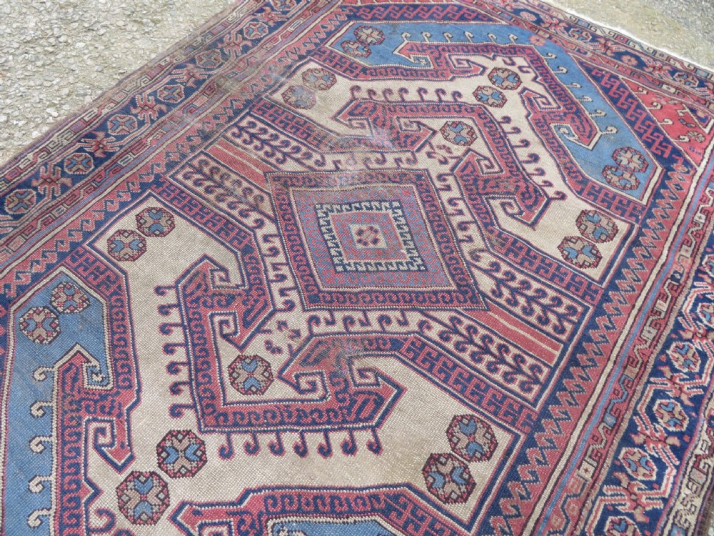 Antique Country House Turkish Caucasian Rug. 198cm X 153cm. View IX