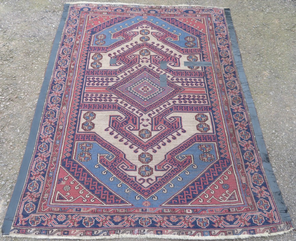 Antique Country House Turkish Caucasian Rug. 198cm X 153cm. View X