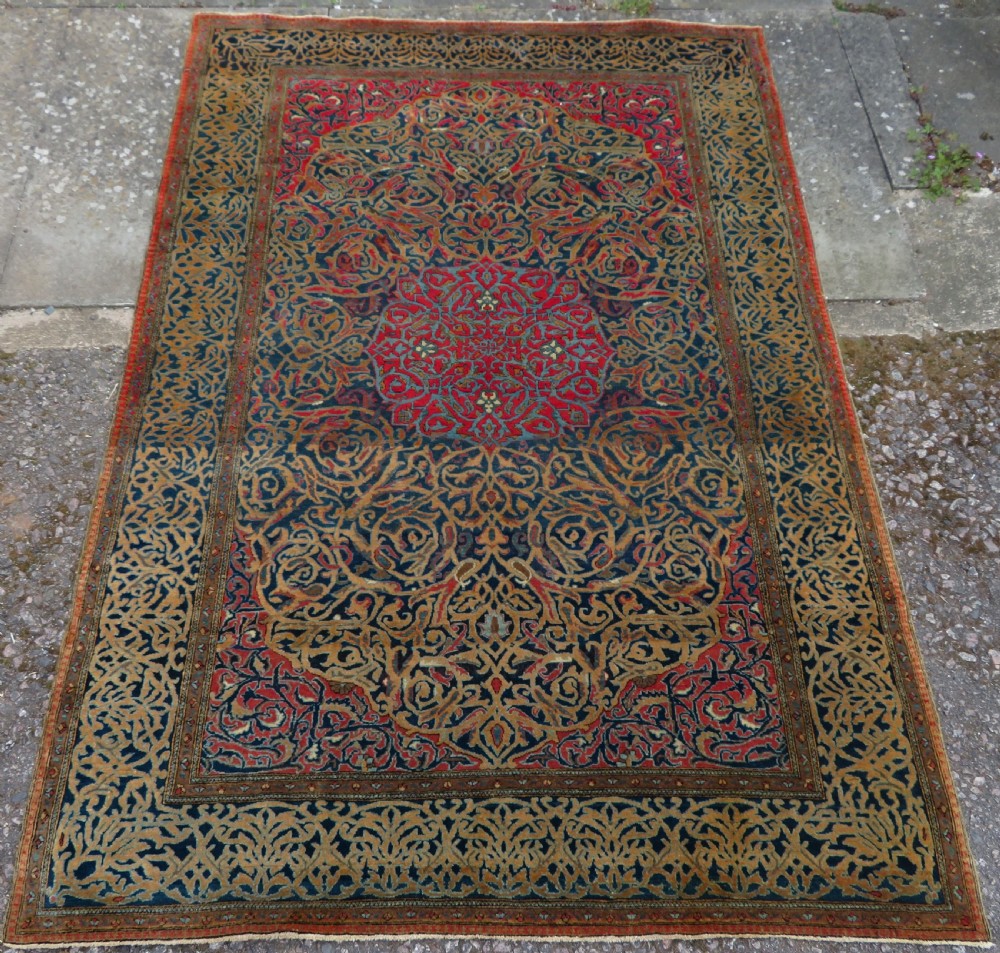 Antique Mohtasham Kashan Rug.Rare Abstract pattern. 198cm x 123cm.