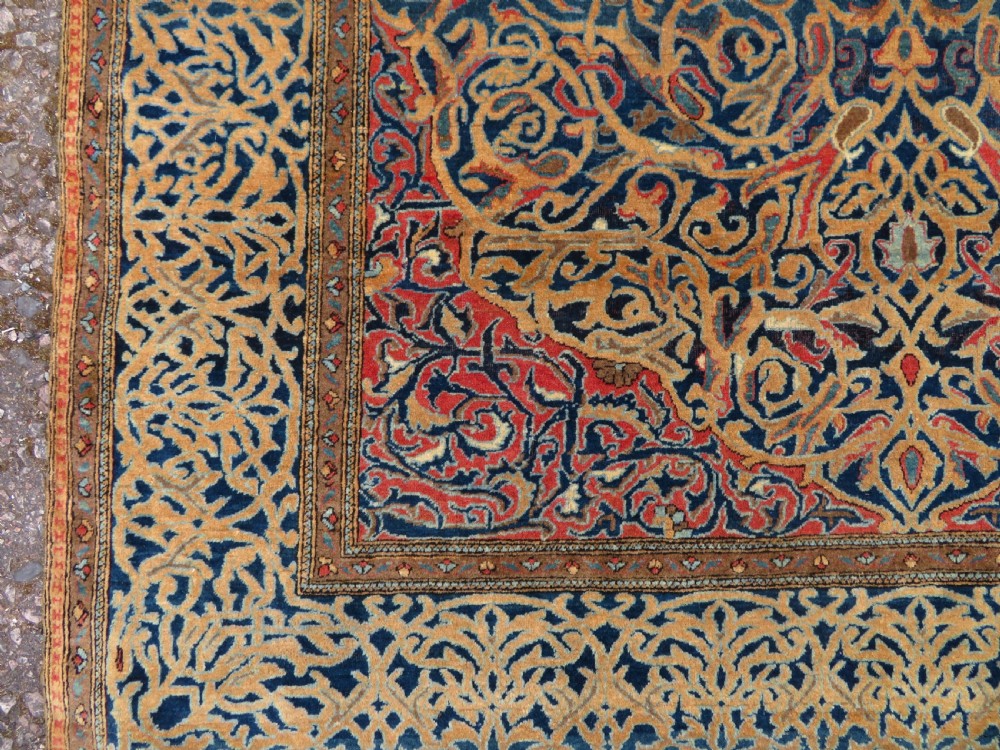 Antique Mohtasham Kashan Rug.Rare Abstract pattern. 198cm x 123cm. View III
