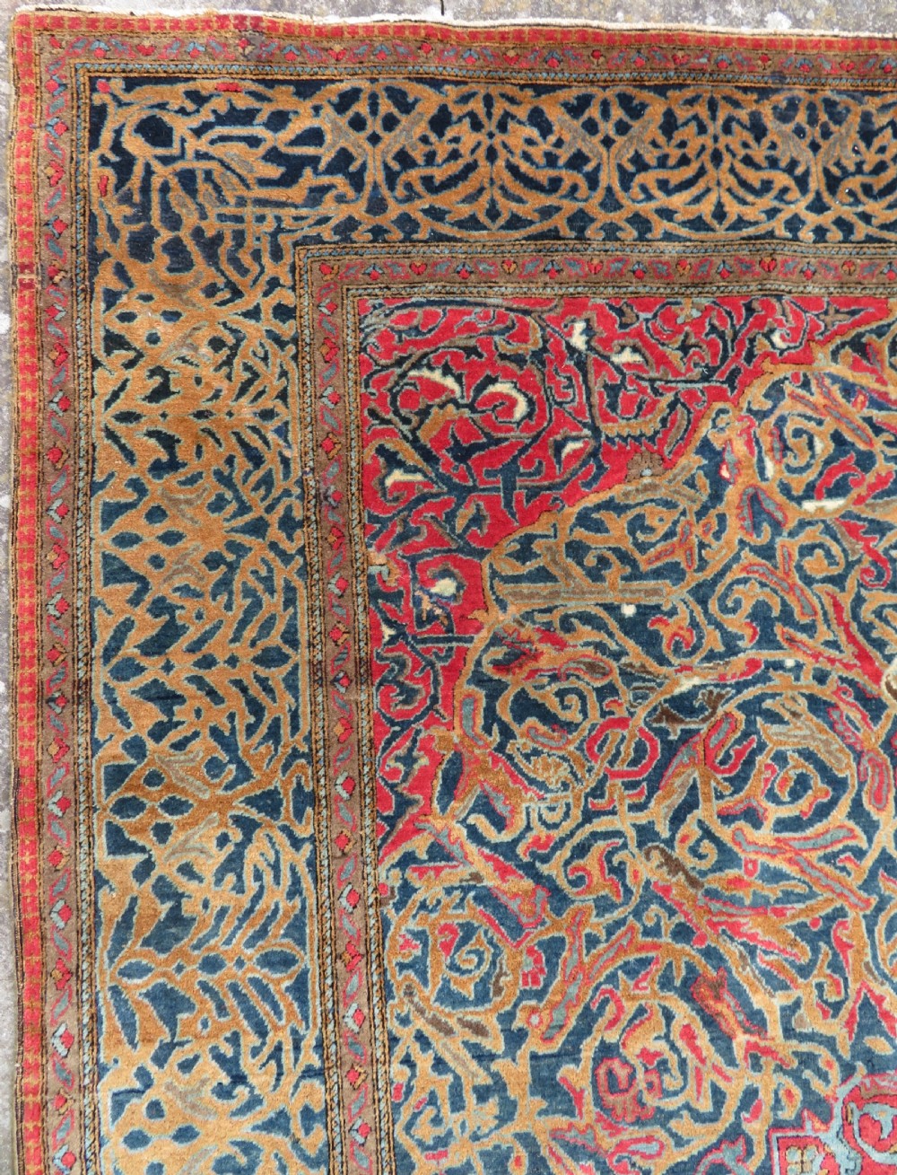 Antique Mohtasham Kashan Rug.Rare Abstract pattern. 198cm x 123cm. View V