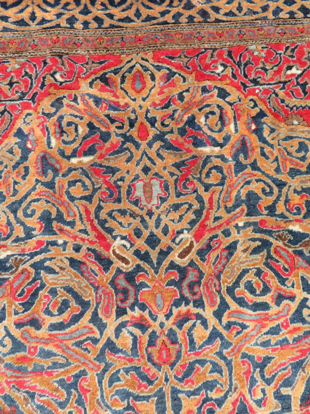 Antique Mohtasham Kashan Rug.Rare Abstract pattern. 198cm x 123cm. View VI