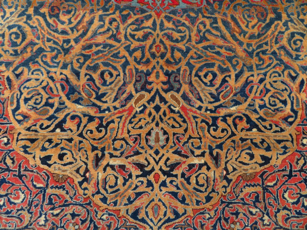 Antique Mohtasham Kashan Rug.Rare Abstract pattern. 198cm x 123cm. View VII
