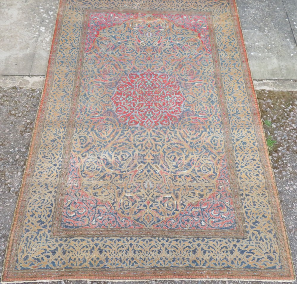 Antique Mohtasham Kashan Rug.Rare Abstract pattern. 198cm x 123cm. View X