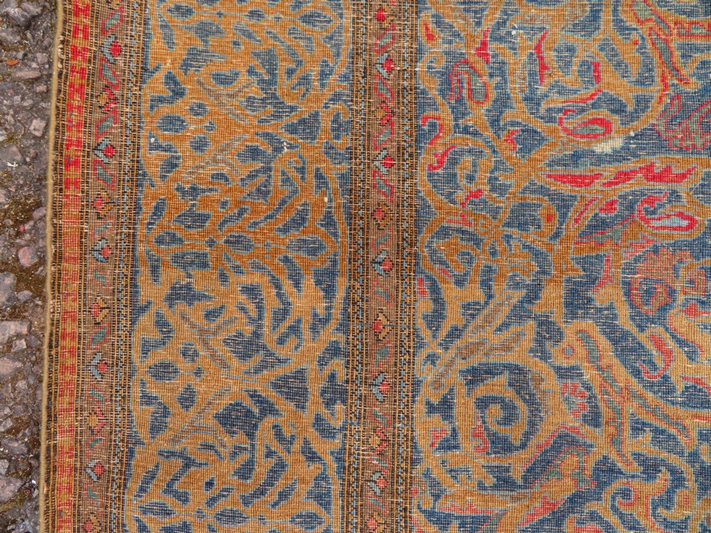 Antique Mohtasham Kashan Rug.Rare Abstract pattern. 198cm x 123cm. View XI