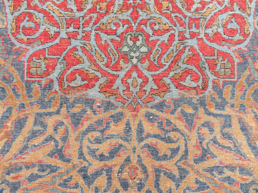 Antique Mohtasham Kashan Rug.Rare Abstract pattern. 198cm x 123cm. View XII