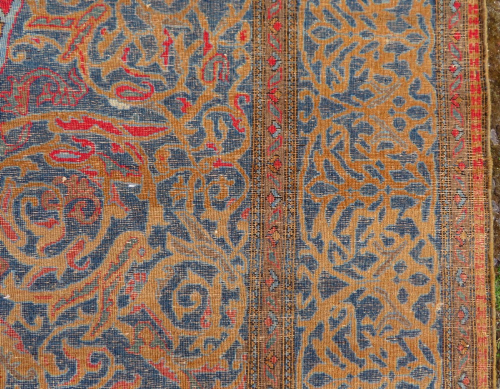 Antique Mohtasham Kashan Rug.Rare Abstract pattern. 198cm x 123cm. View XIII