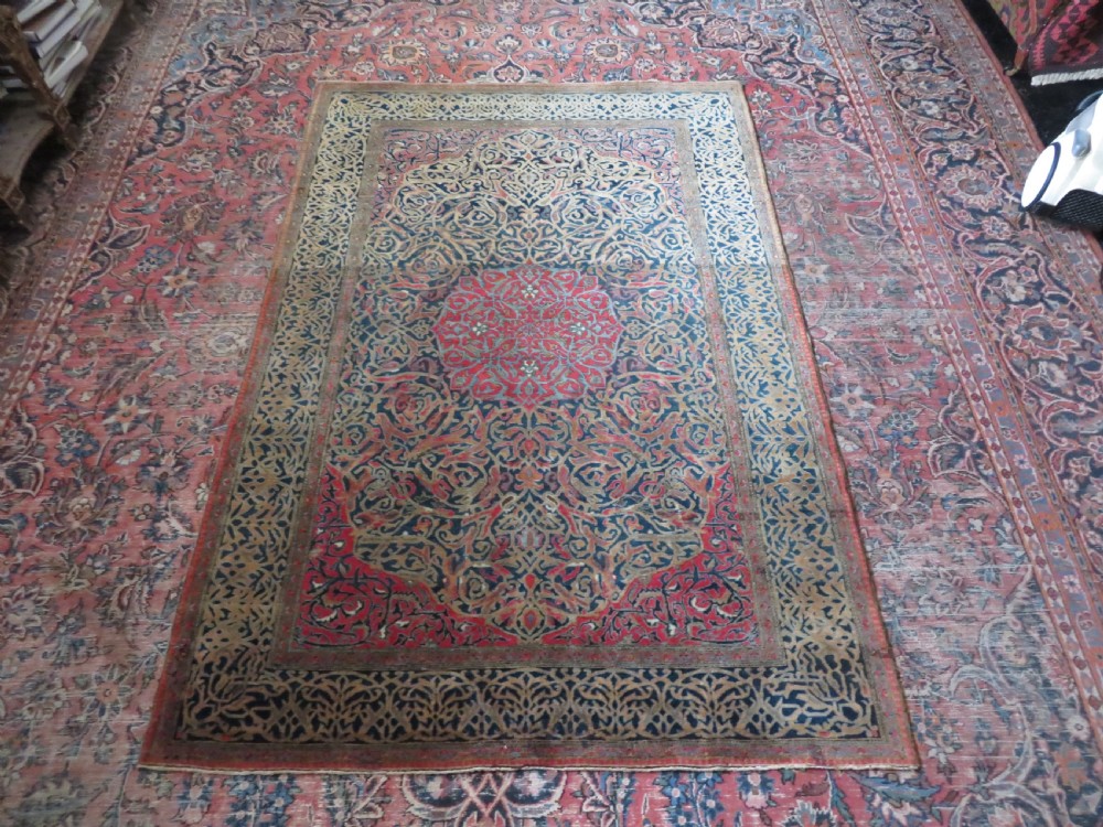 Antique Mohtasham Kashan Rug.Rare Abstract pattern. 198cm x 123cm. View XIX