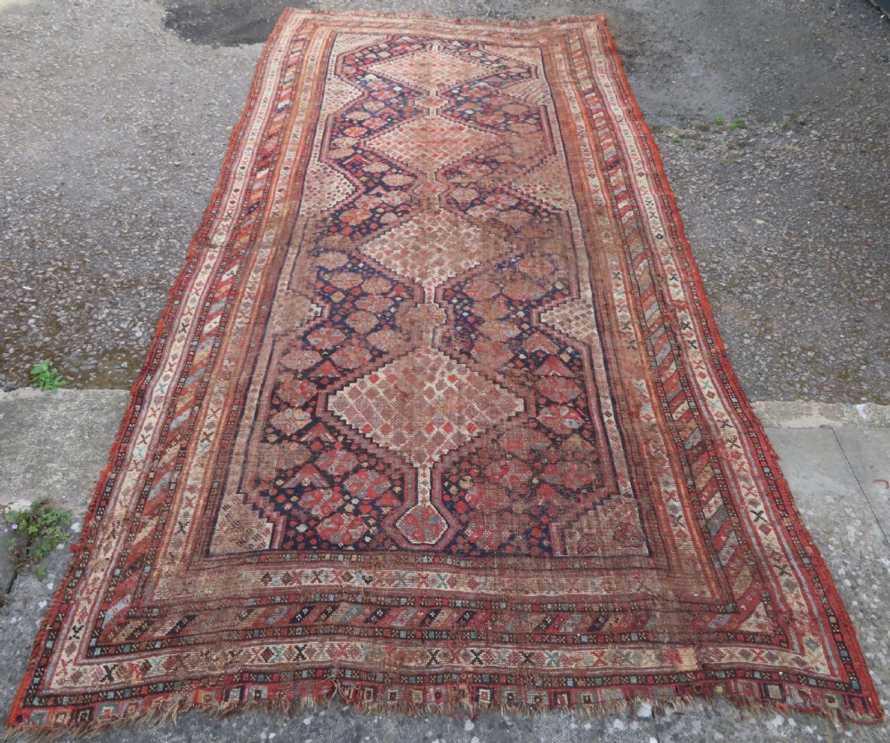 DISTRESSED ANTIQUE KHAMSEH KELLEH LARGE RUG. 360CM X 170CM. View II