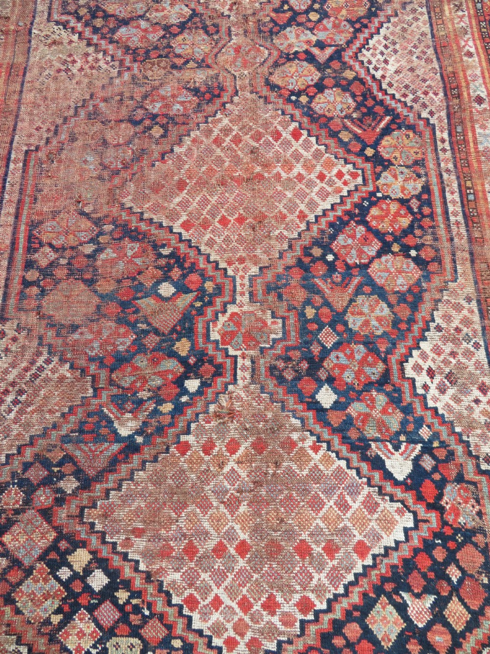 DISTRESSED ANTIQUE KHAMSEH KELLEH LARGE RUG. 360CM X 170CM. View V