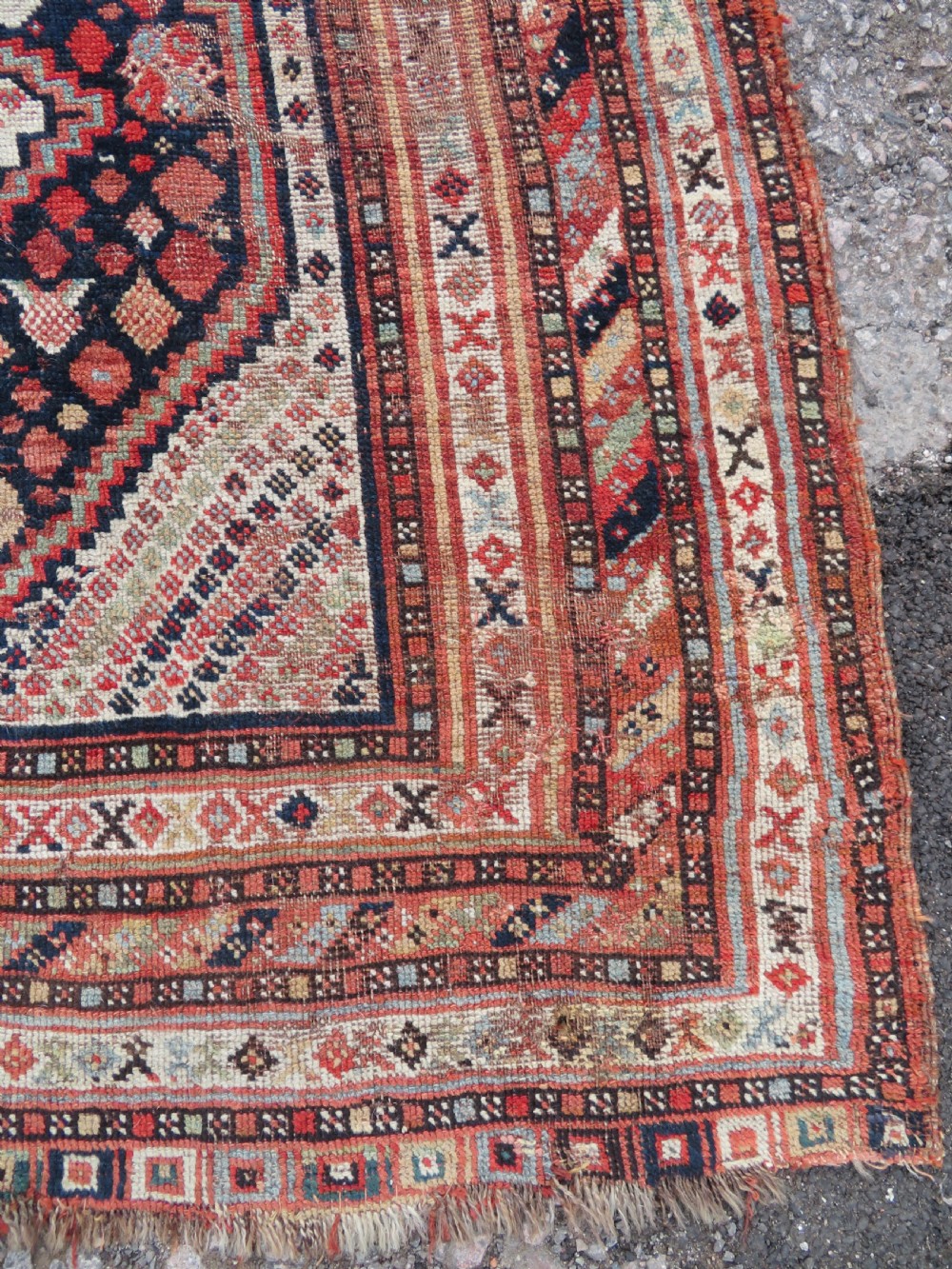 DISTRESSED ANTIQUE KHAMSEH KELLEH LARGE RUG. 360CM X 170CM. View VII