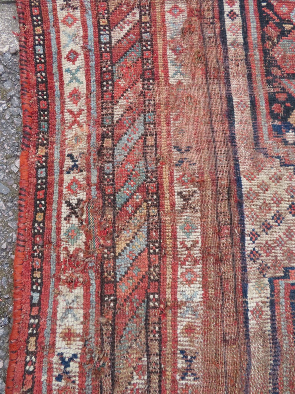 DISTRESSED ANTIQUE KHAMSEH KELLEH LARGE RUG. 360CM X 170CM. View XII