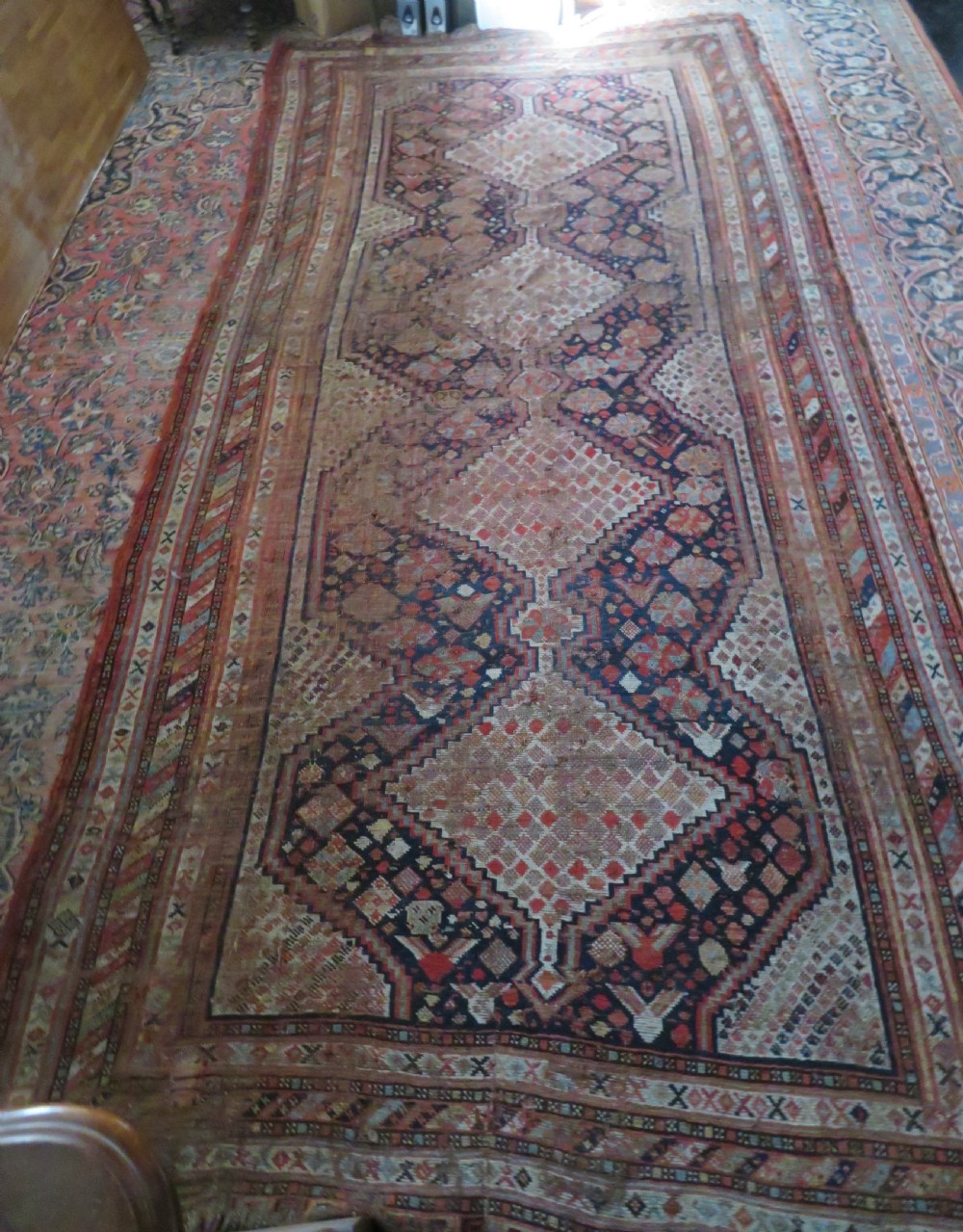 DISTRESSED ANTIQUE KHAMSEH KELLEH LARGE RUG. 360CM X 170CM. View XXI