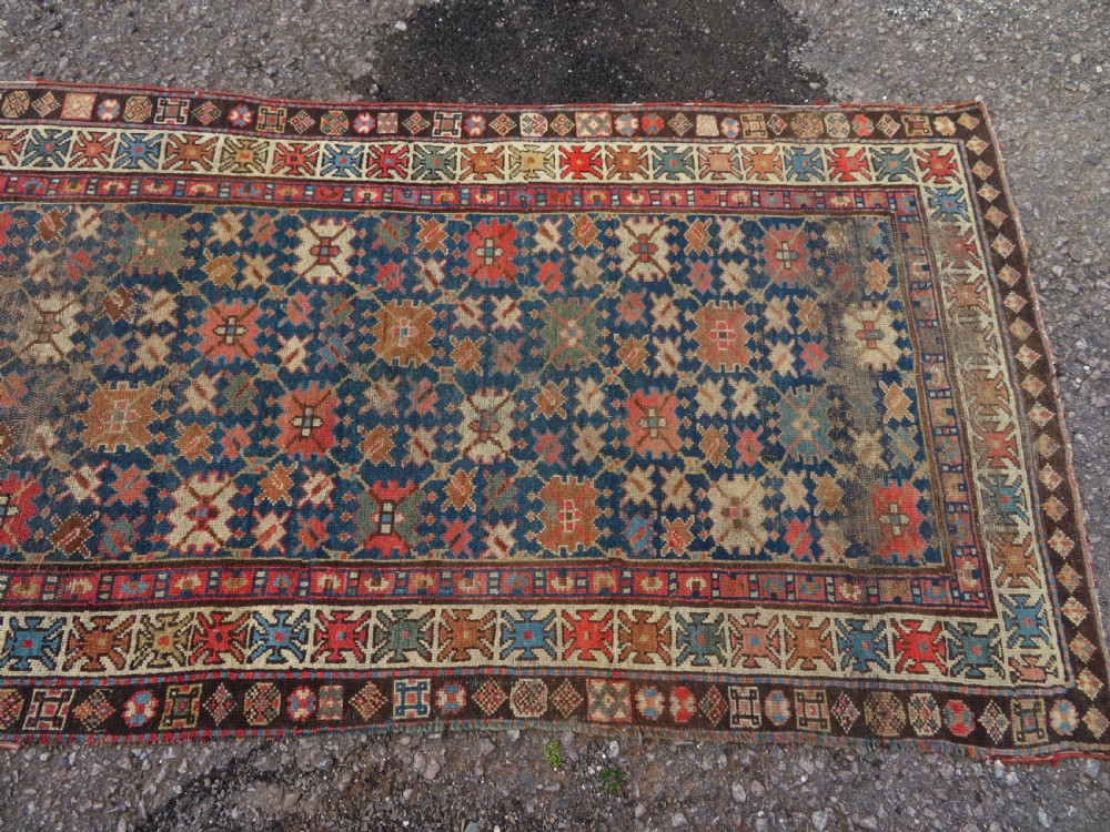 ANTIQUE CAUCASIAN SHIRVAN RUNNER LONG RUG. 430CM X 112CM. View XV