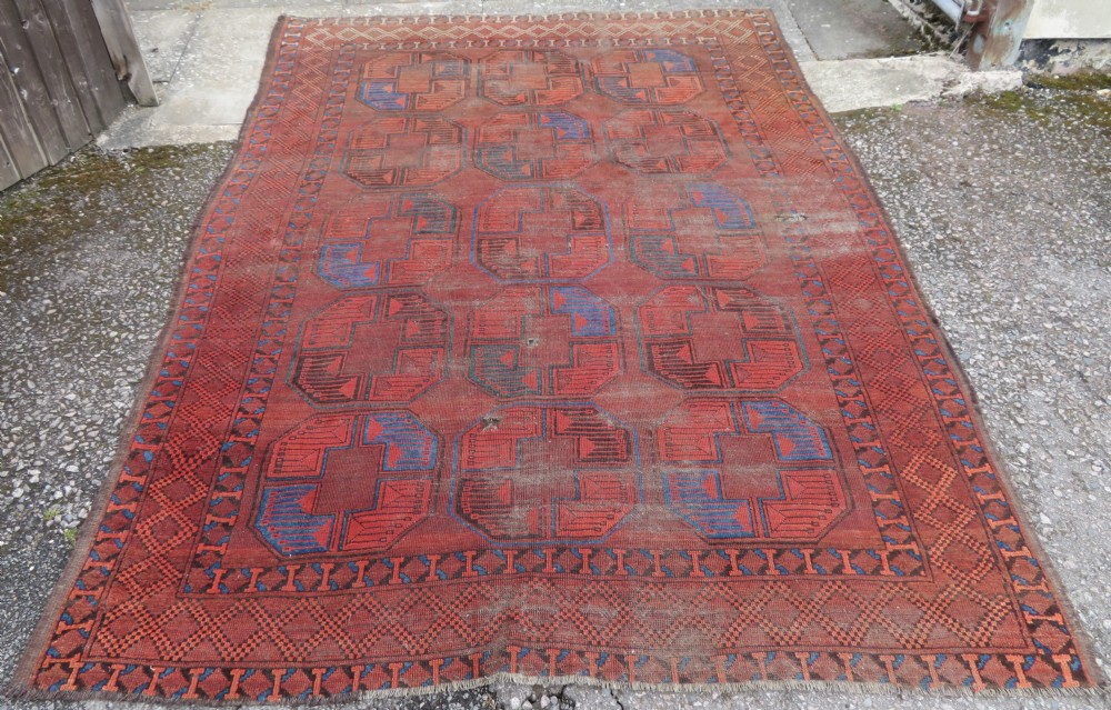 RARE & EARLY ANTIQUE AFGHAN ERSARI MAIN CARPET RUG. 282CM X 214CM.