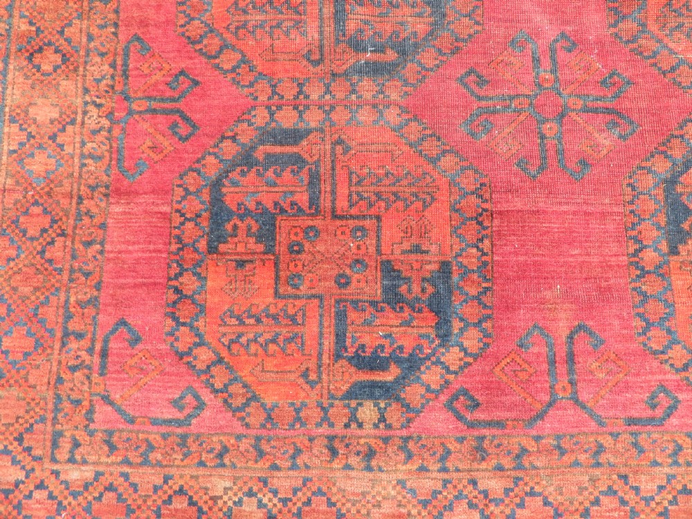 LARGE ANTIQUE AFGHAN ERSARI MAIN CARPET. CIRCA 1880. 427CM X 319CM. View XI